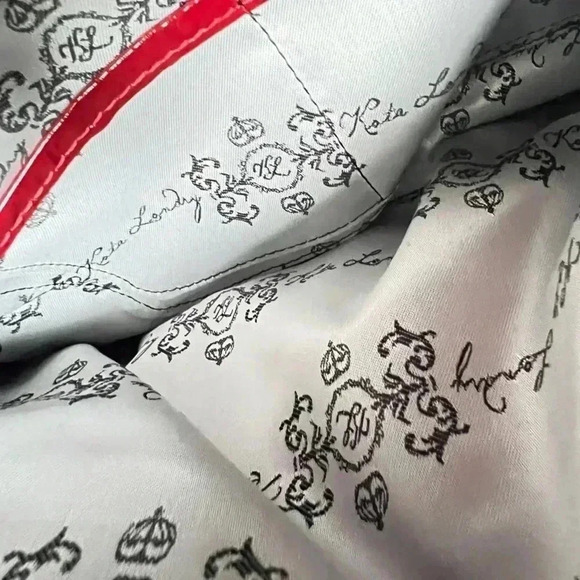 Kate Landry Red Patent Leather Purse Gold Chain Strap Preowned Great Condition - Picture 6 of 14